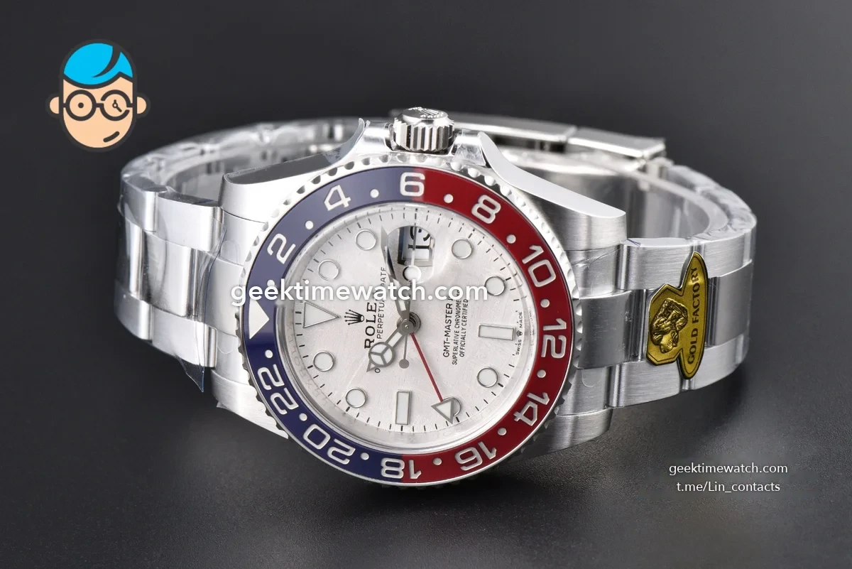 GMT Master 126710 BLRO Pepsi Gold Factory Meteorite Red/Blue Bezel Jubilee Bracelet V4 Weighted