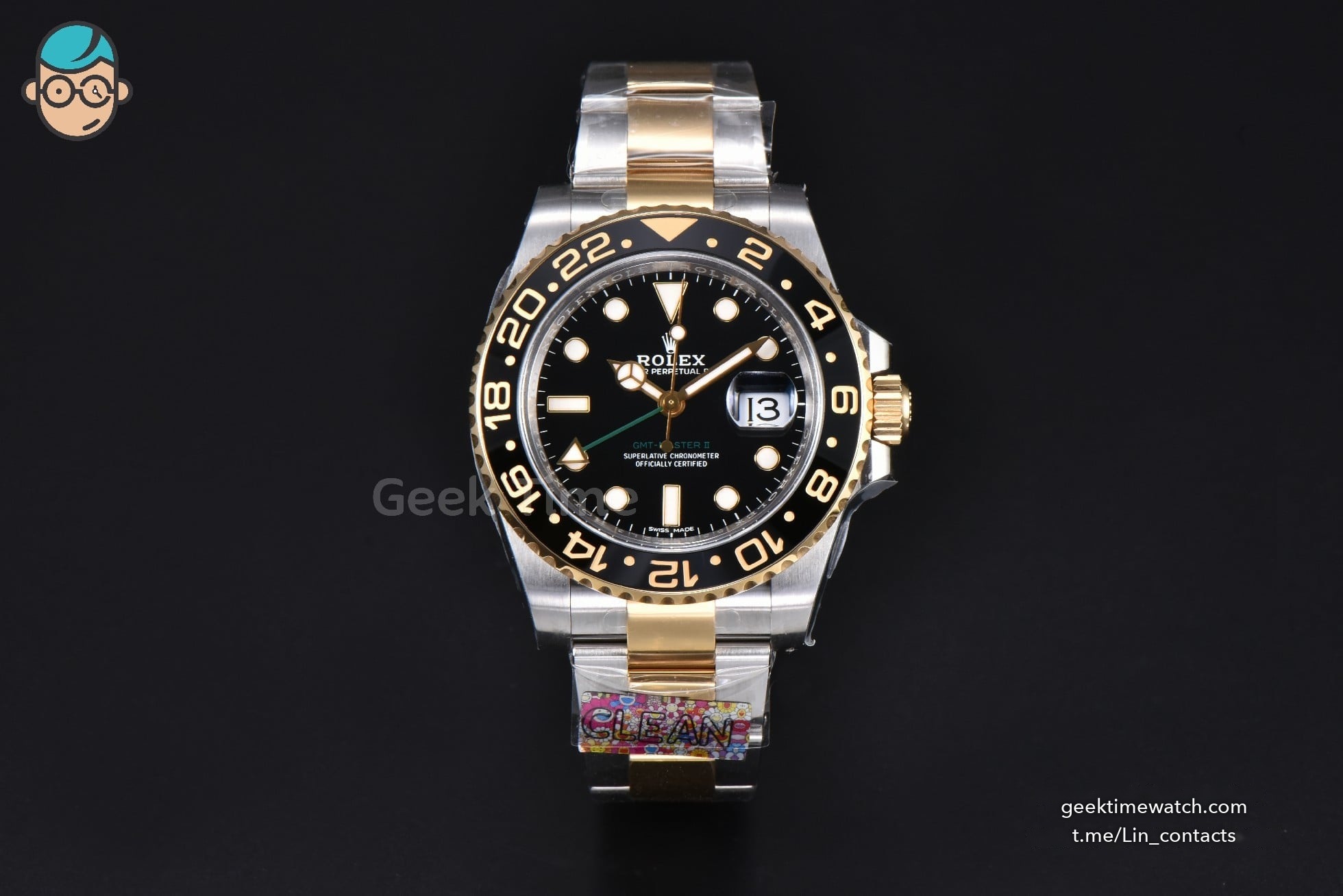 GMT Master II 116713 GRNR 40mm YG/SS Clean Black Bezel Black Dial Osyter Bracelet DD3186