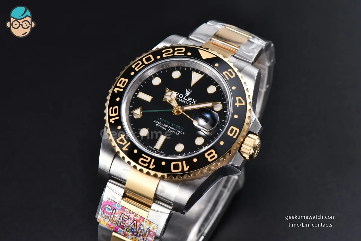 GMT Master II 116713 GRNR 40mm YG/SS Clean Black Bezel Black Dial Osyter Bracelet DD3186