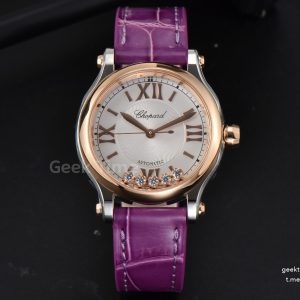 Happy Sport Automatic RG/SS 33mm HWF White Dial Grape Leather Starp A2892