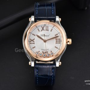 Happy Sport Automatic RG/SS 33mm HWF White Dial Blue Leather Starp A2892