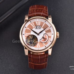Hommage Flying Tourbillon RDDBHO0568 RG JBF 43MM White/RG Dial Brown Croc Leather Strap