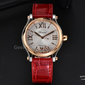 Happy Sport Automatic RG/SS 33mm HWF White Dial Red Leather Starp A2892