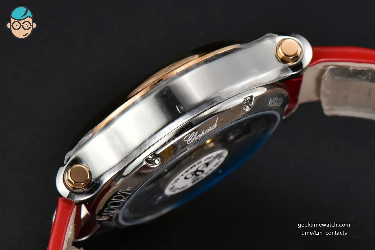 Happy Sport Automatic RG/SS 33mm HWF White Dial Red Leather Starp A2892