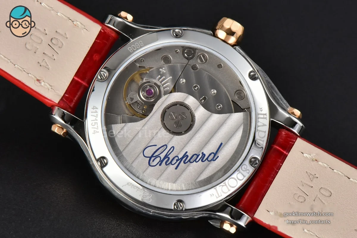 Happy Sport Automatic RG/SS 33mm HWF White Dial Red Leather Starp A2892