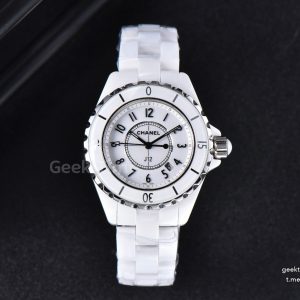 J12 38mm XF WhiteCeramic White Dial Crystal Markers On Bracelet