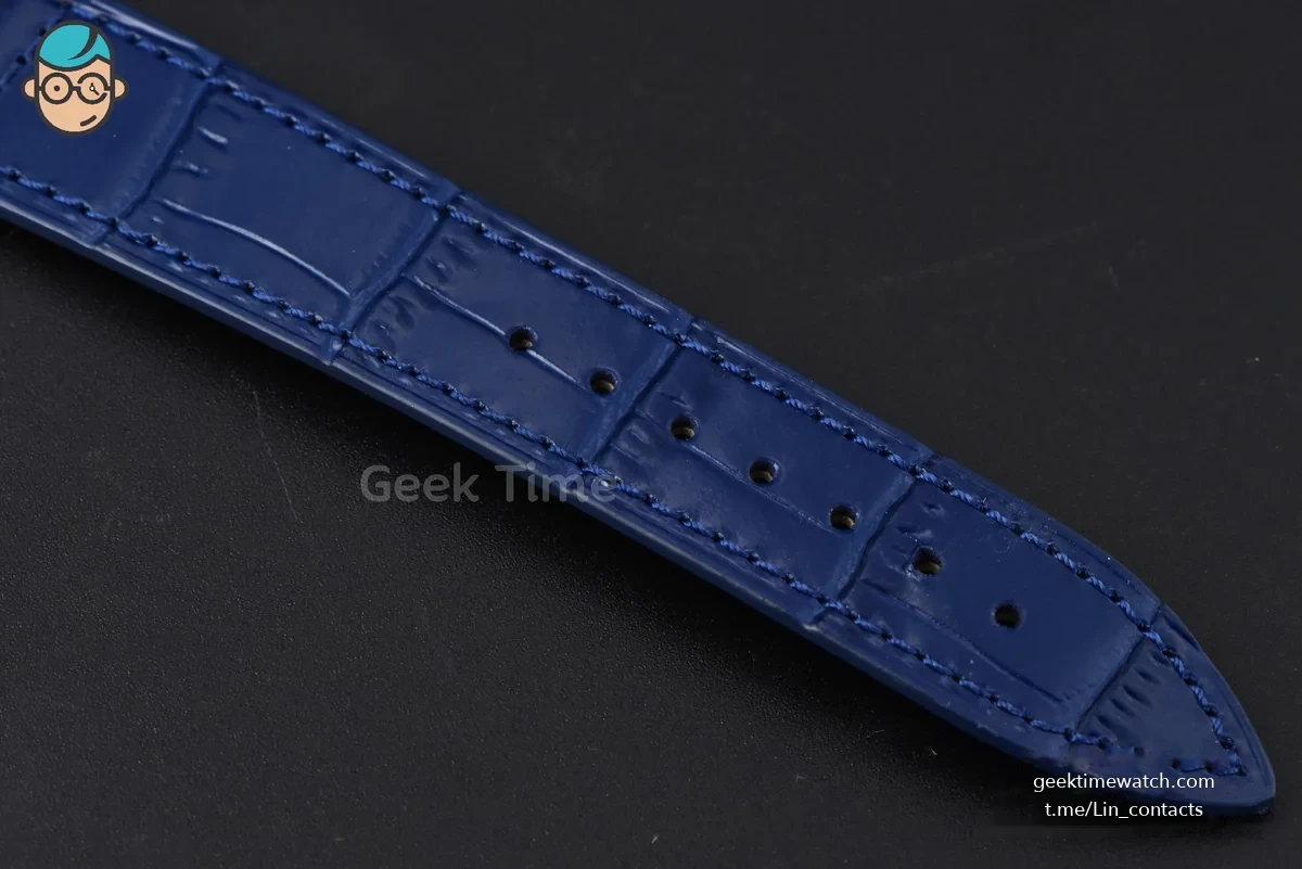 Long Island Ladies 26mm ZF Diamond MOP Dial Blue Leather Strap Swiss Ronda Quartz