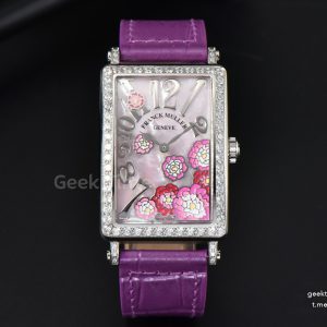 Long Island Ladies 26mm ZF Diamond MOP Dial Purple Leather Strap Swiss Ronda Quartz