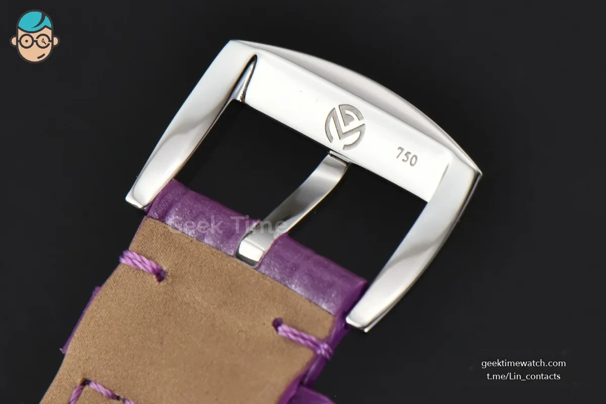 Long Island Ladies 26mm ZF Diamond MOP Dial Purple Leather Strap Swiss Ronda Quartz