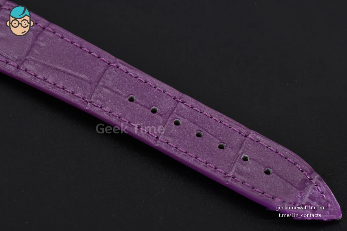Long Island Ladies 26mm ZF Diamond MOP Dial Purple Leather Strap Swiss Ronda Quartz