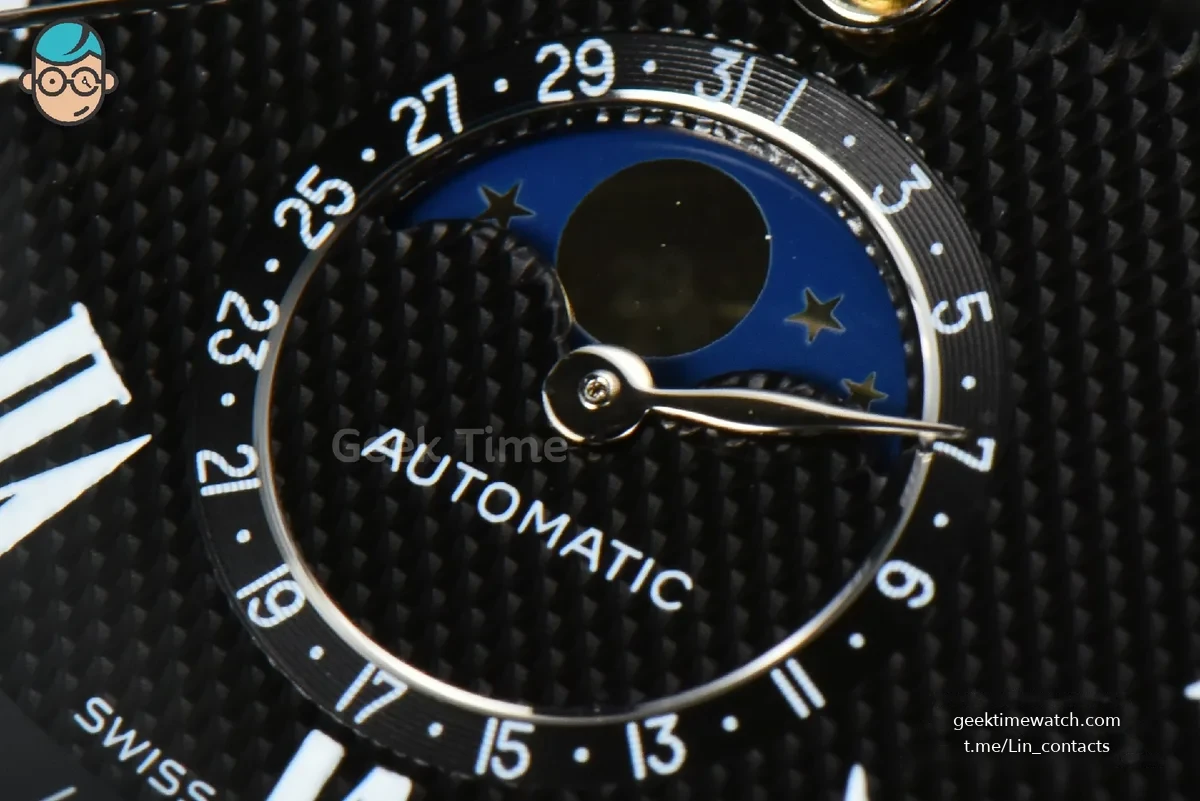 Longines Master Moonphase 40MM GF Black Dial Roma Marker Black Leather Strap A899