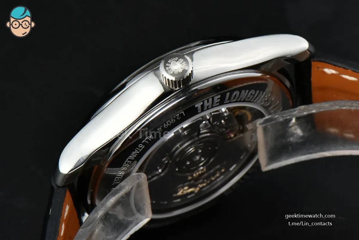 Longines Master Moonphase 40MM GF Black Dial Roma Marker Black Leather Strap A899