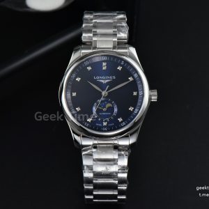 Longines Master Moonphase 40MM GF Blue Dial Diamond Marker SS Bracelet A899