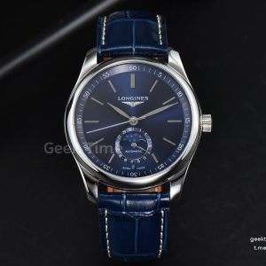Longines Master Moonphase 40MM GF Blue Dial Stick Marker Blue Leather Strap A899