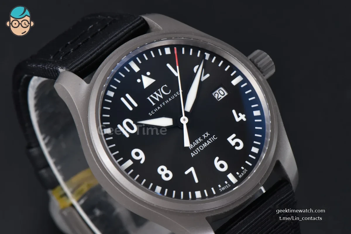 Mark XX IWC328201 V7F 40MM Ti Case Black Dial Black Leather Strap A2892