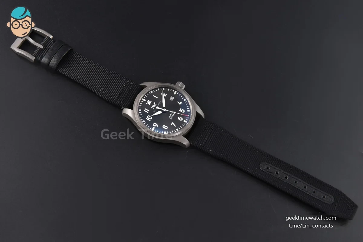 Mark XX IWC328201 V7F 40MM Ti Case Black Dial Black Leather Strap A2892