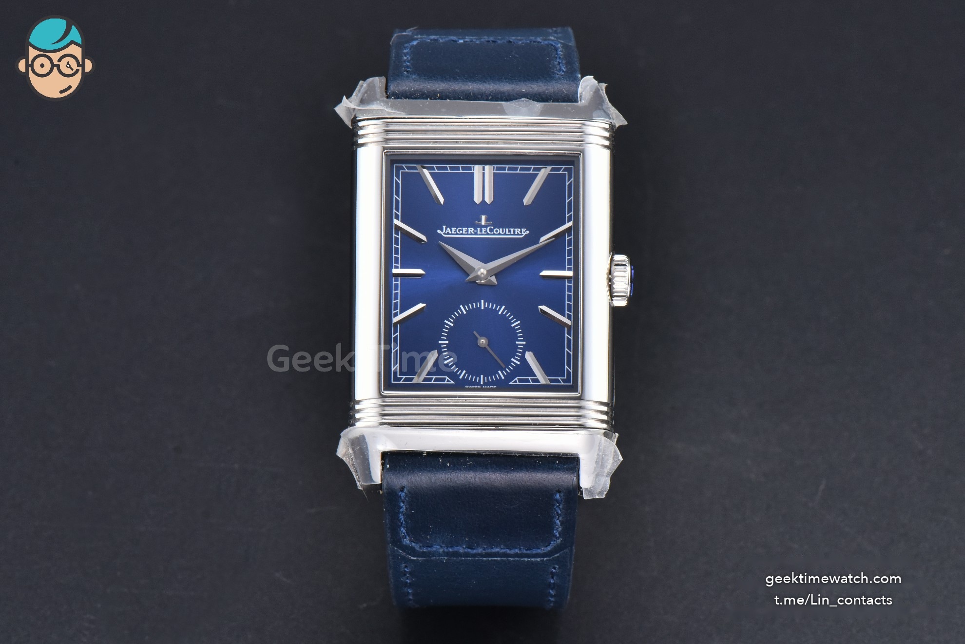 Master Reverso Tribute Small Seconds MGF 30x47MM Blue Dial Blue Leather Strap A854A
