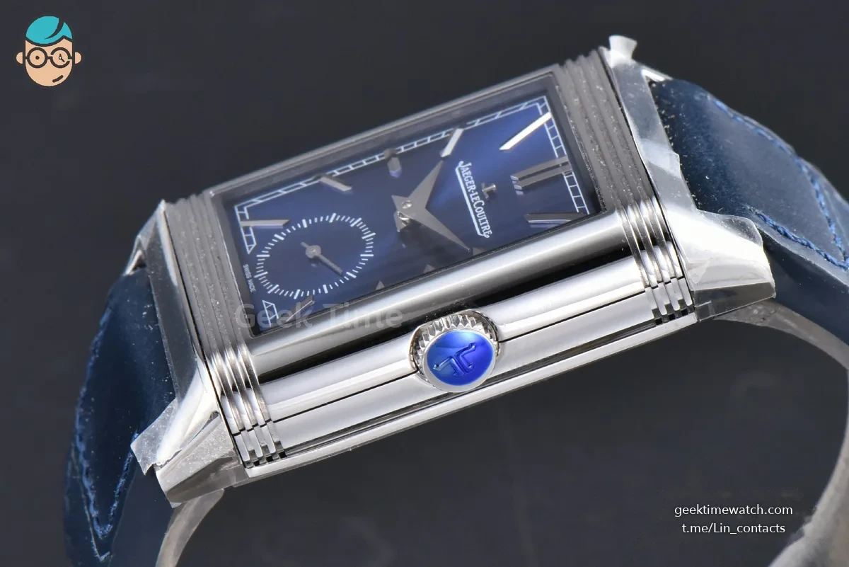 Master Reverso Tribute Small Seconds MGF 30x47MM Blue Dial Blue Leather Strap A854A