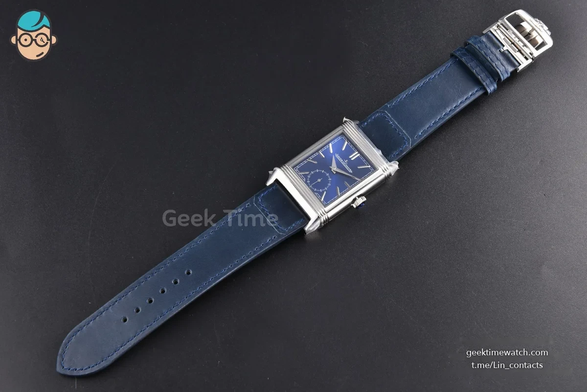 Master Reverso Tribute Small Seconds MGF 30x47MM Blue Dial Blue Leather Strap A854A