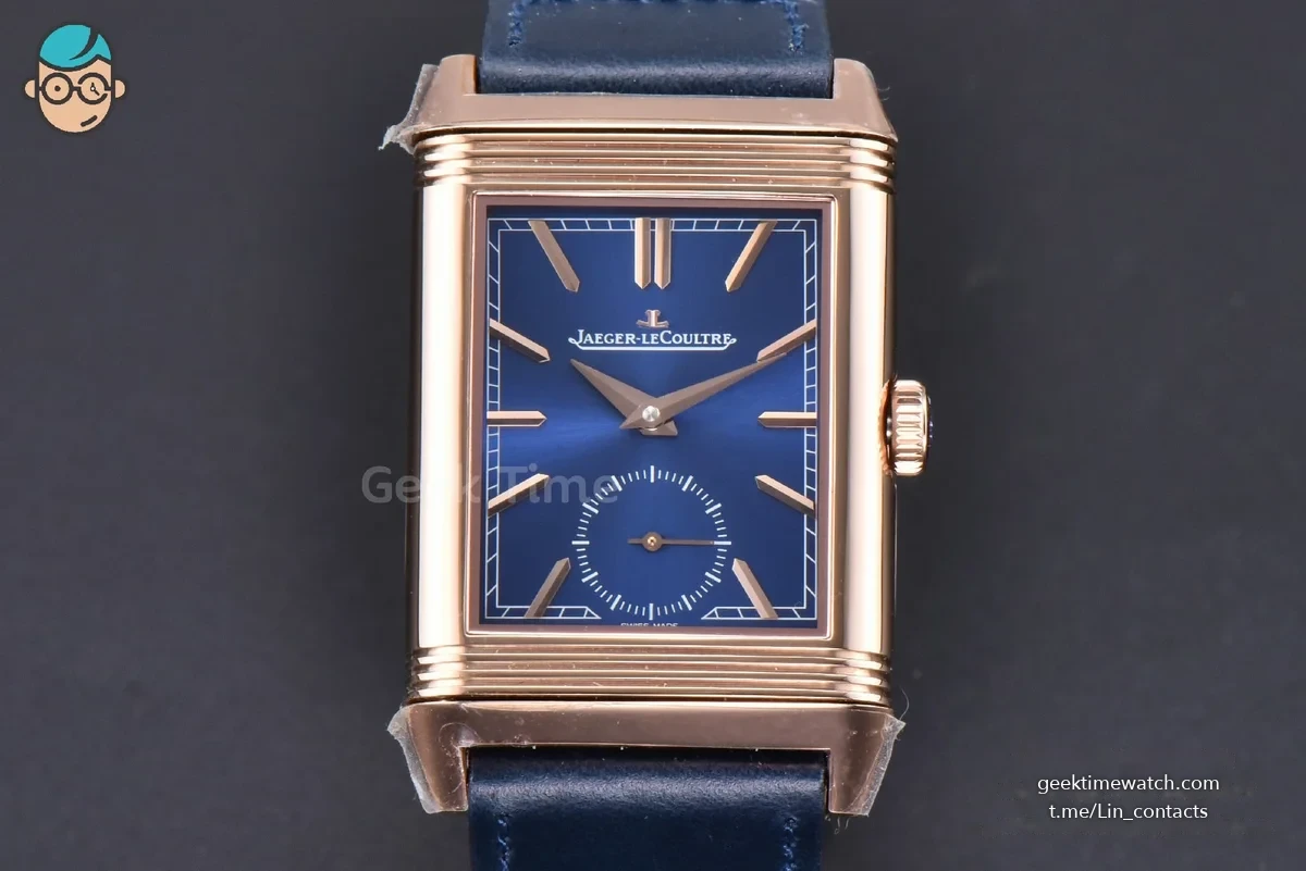 Master Reverso Tribute Small Seconds MGF 30x47MM RG Blue Dial Blue Leather Strap A854A