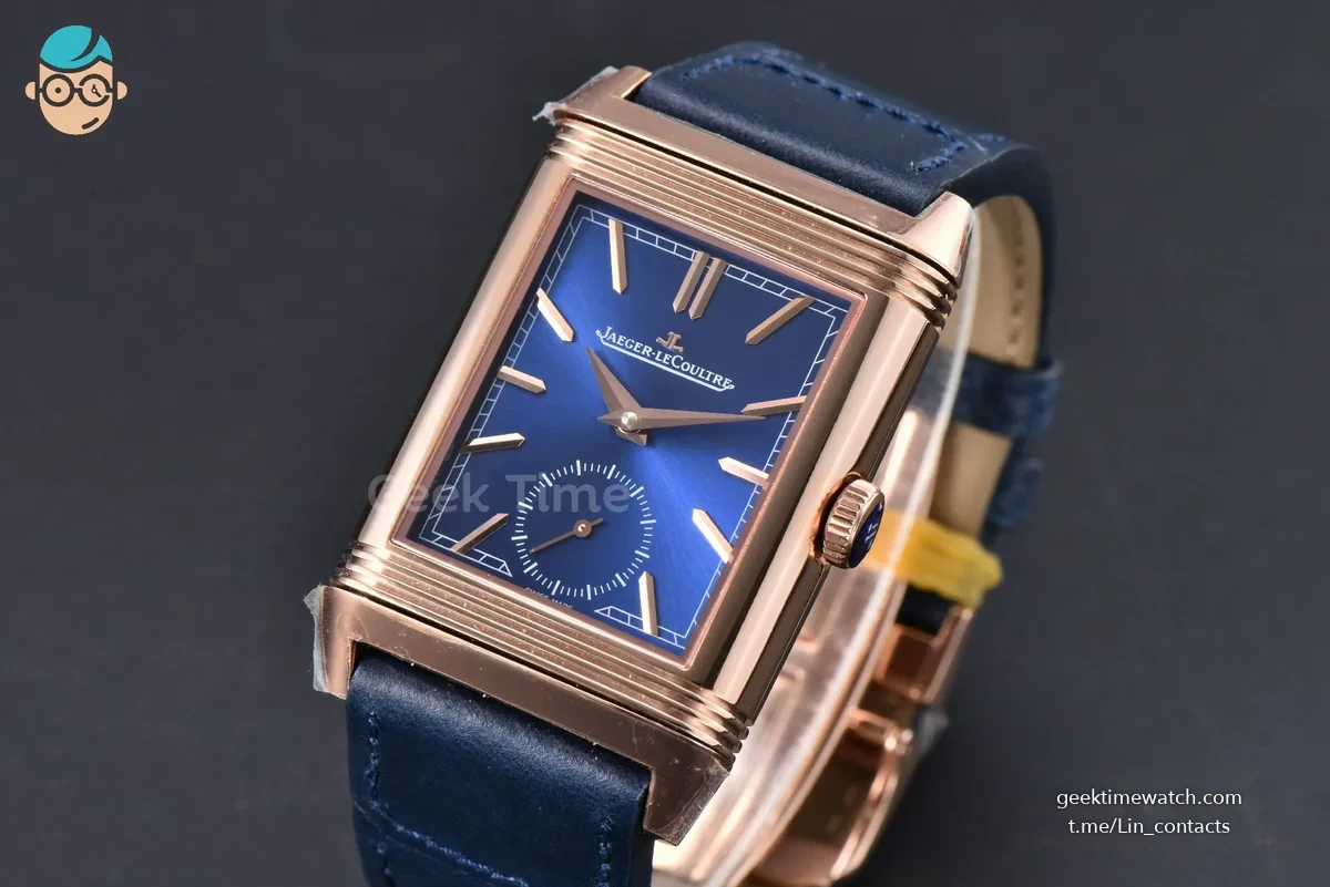 Master Reverso Tribute Small Seconds MGF 30x47MM RG Blue Dial Blue Leather Strap A854A