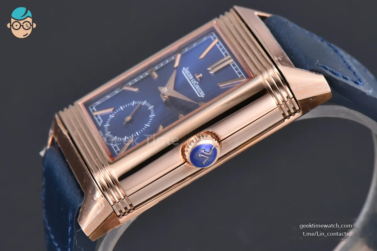 Master Reverso Tribute Small Seconds MGF 30x47MM RG Blue Dial Blue Leather Strap A854A