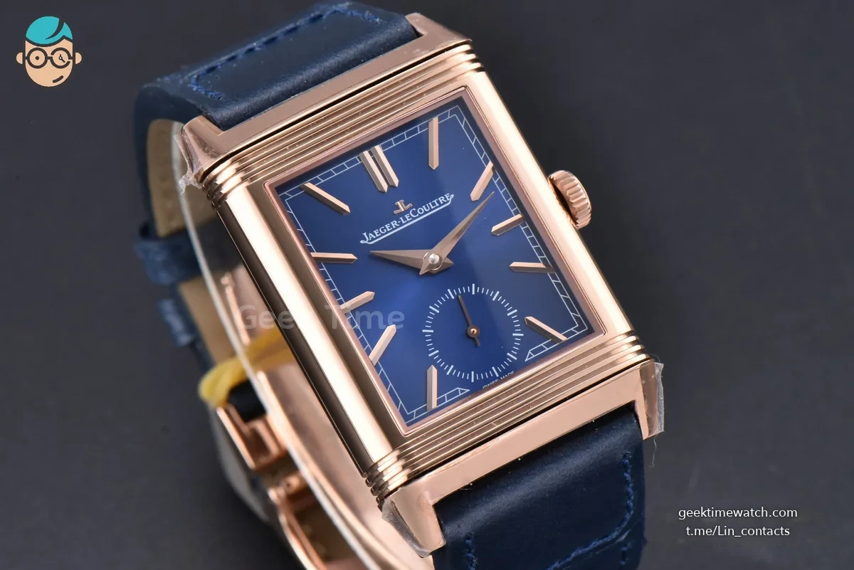 Master Reverso Tribute Small Seconds MGF 30x47MM RG Blue Dial Blue Leather Strap A854A