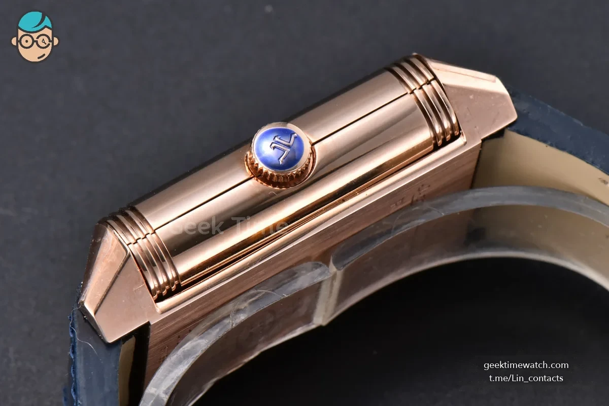 Master Reverso Tribute Small Seconds MGF 30x47MM RG Blue Dial Blue Leather Strap A854A
