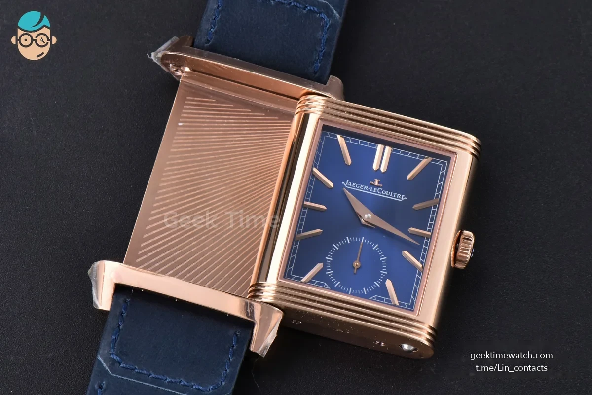 Master Reverso Tribute Small Seconds MGF 30x47MM RG Blue Dial Blue Leather Strap A854A