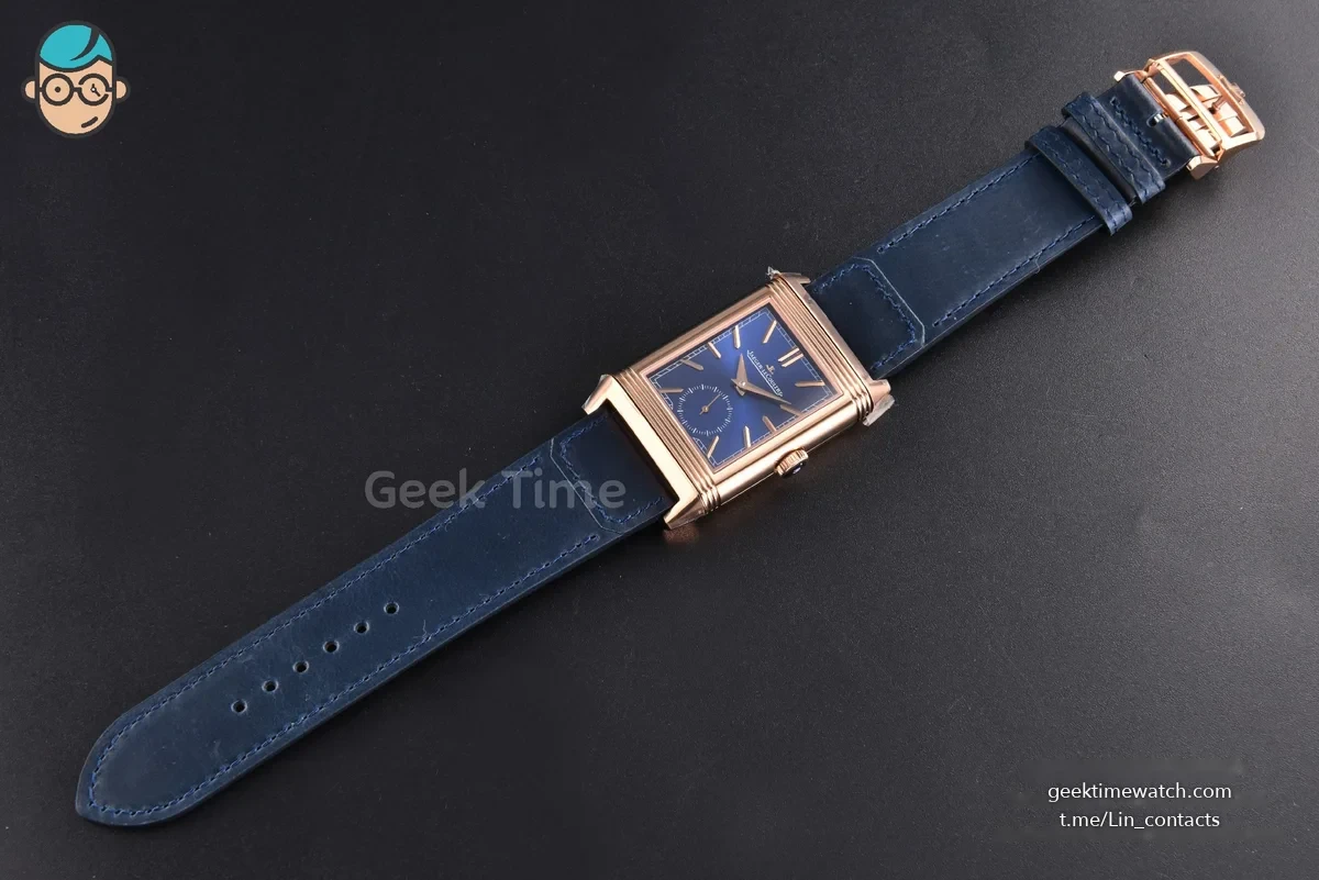 Master Reverso Tribute Small Seconds MGF 30x47MM RG Blue Dial Blue Leather Strap A854A