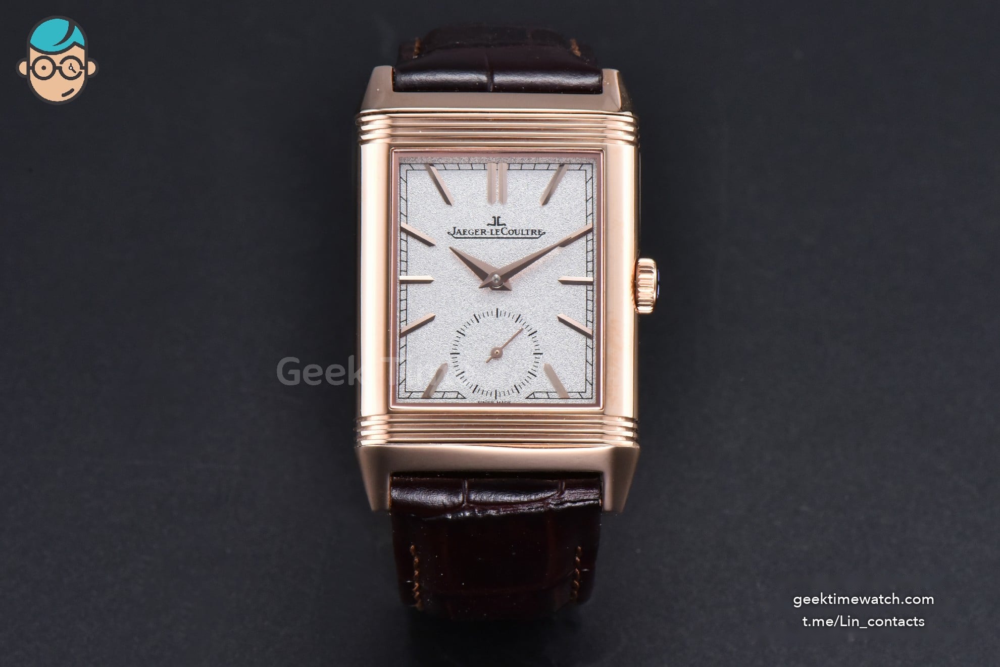 Master Reverso Tribute Small Seconds MGF 30x47MM RG White Dial Brown Leather Strap A854A