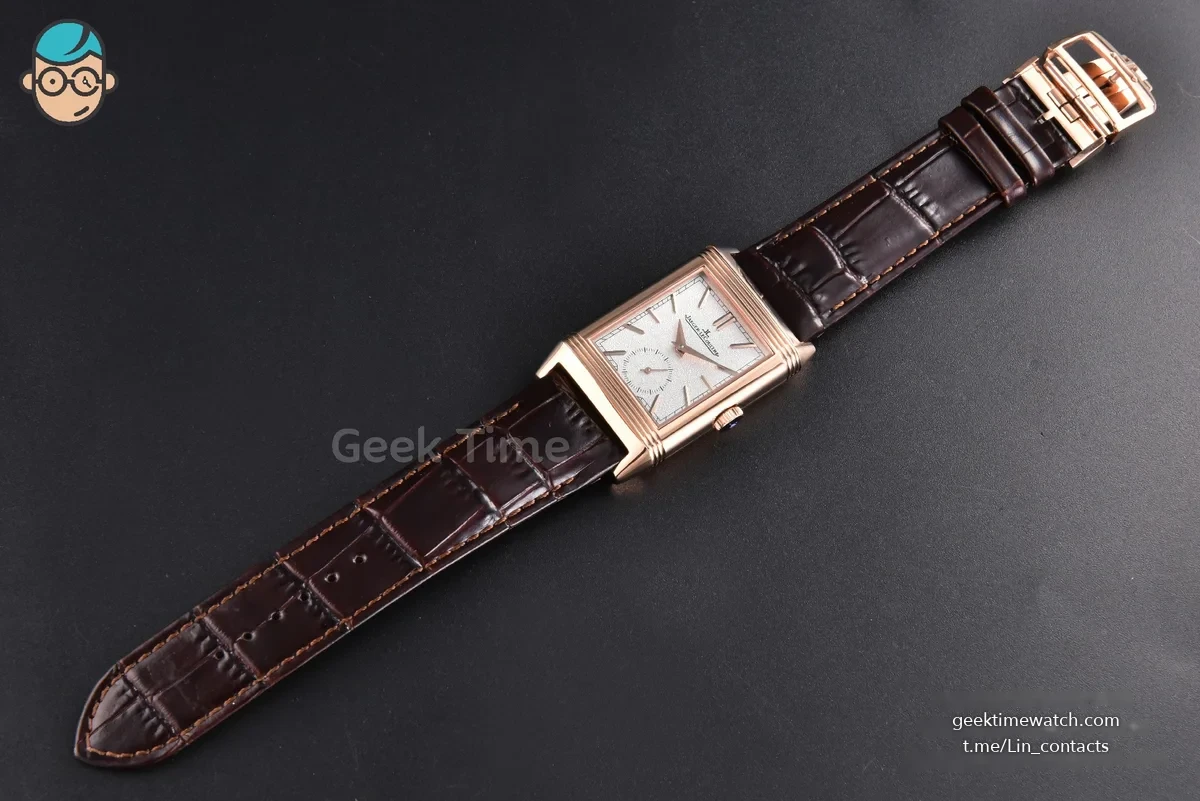 Master Reverso Tribute Small Seconds MGF 30x47MM RG White Dial Brown Leather Strap A854A