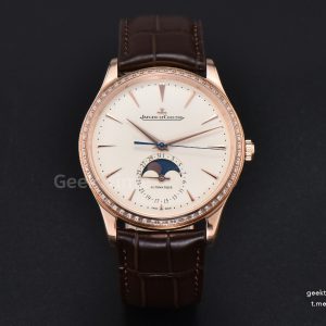 Master Ultra Thin Moonphase 1362501 APSF 39MM RG Diamond White Dial Brown Leather Strap SA925