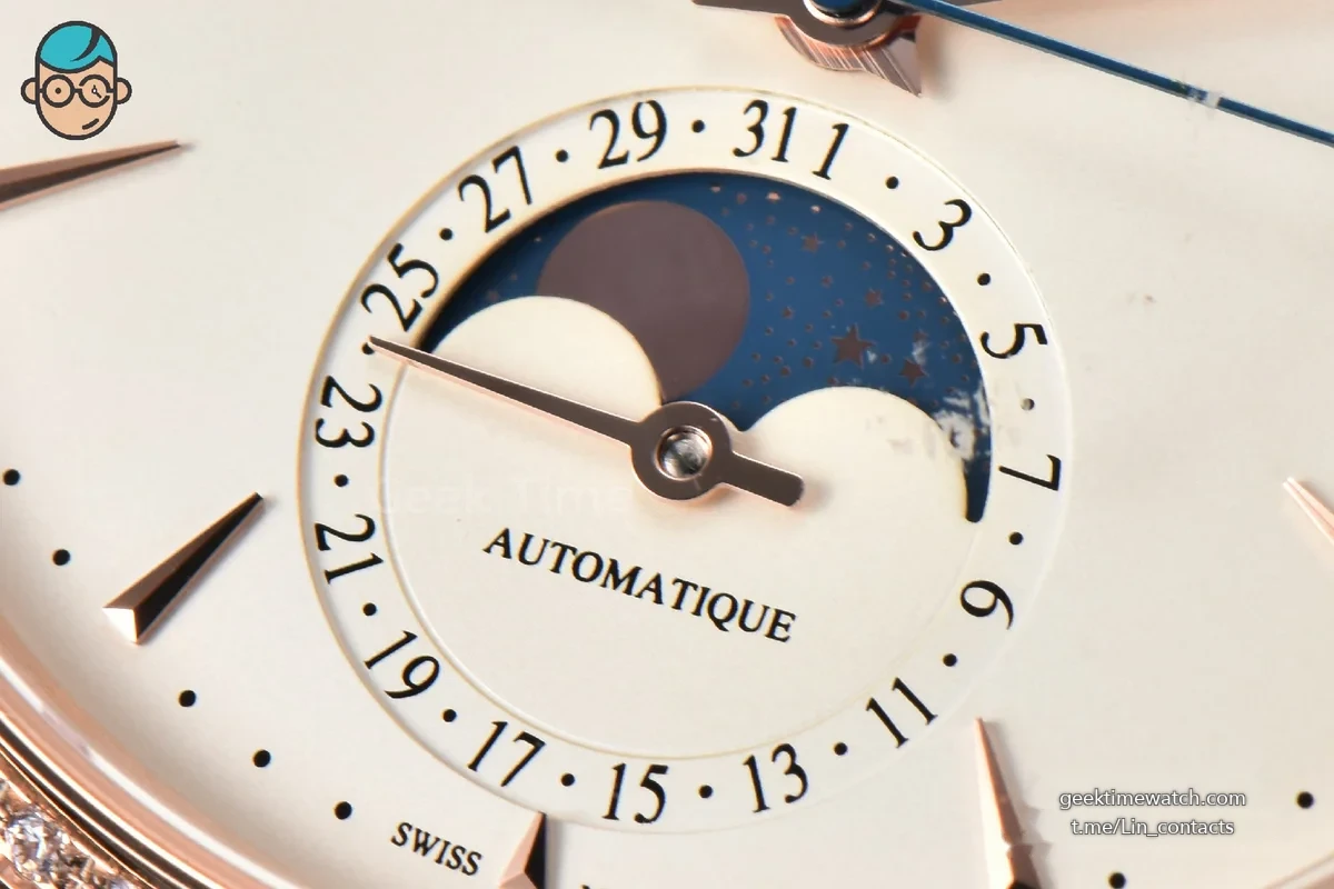 Master Ultra Thin Moonphase 1362501 APSF 39MM RG Diamond White Dial Brown Leather Strap SA925
