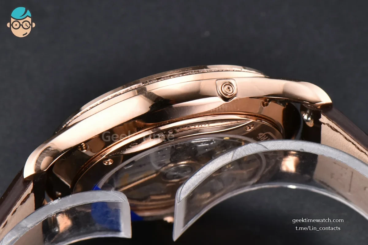 Master Ultra Thin Moonphase 1362501 APSF 39MM RG Diamond White Dial Brown Leather Strap SA925
