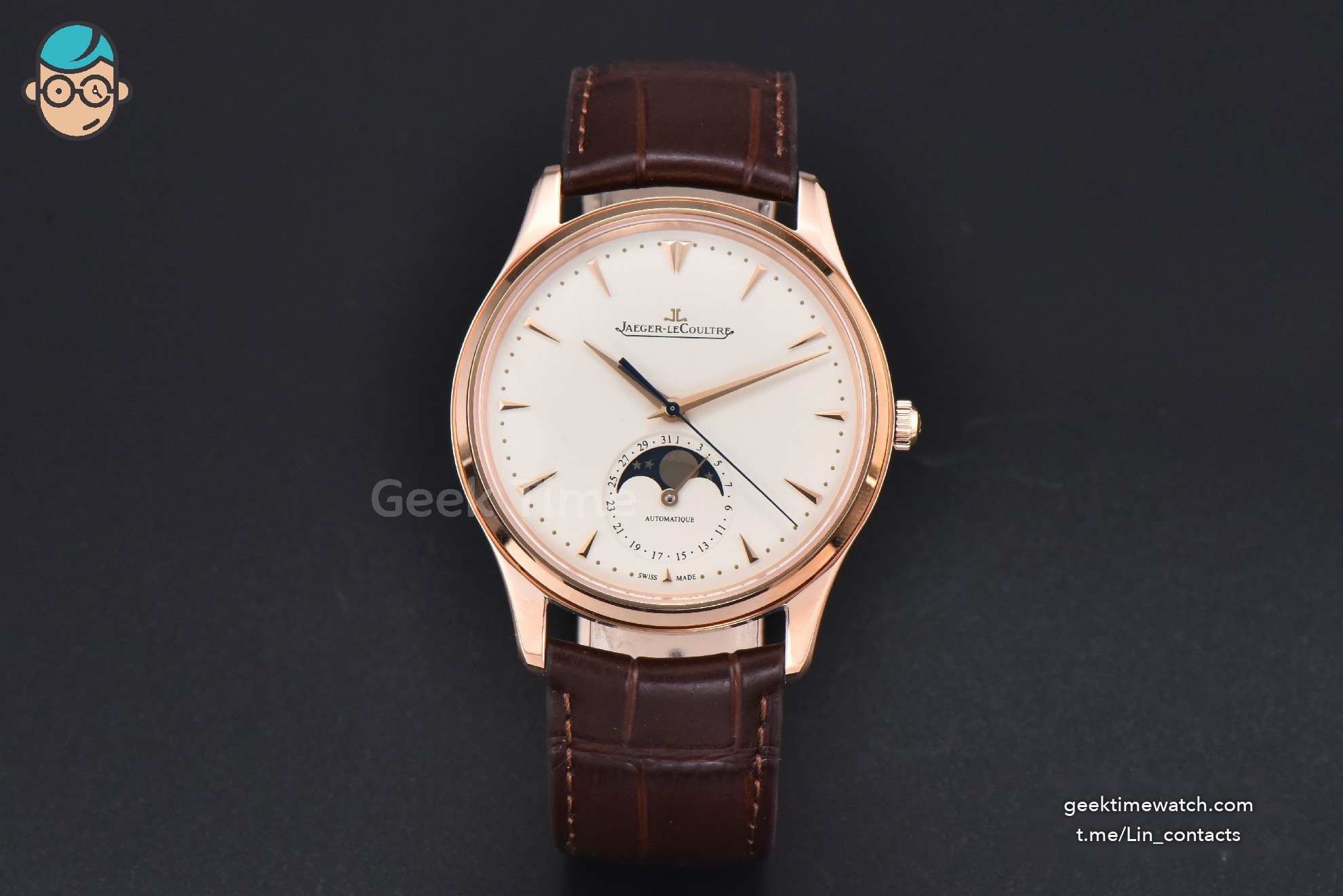 Master Ultra Thin Moonphase 1362520 ZF 39MM RG White Dial Brown Leather Strap A925 V3