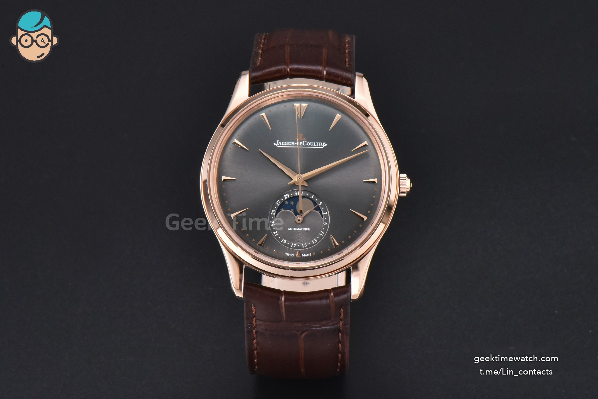 Master Ultra Thin Moonphase 136255J ZF 39MM RG Gray Dial Brown Leather Strap A925 V3