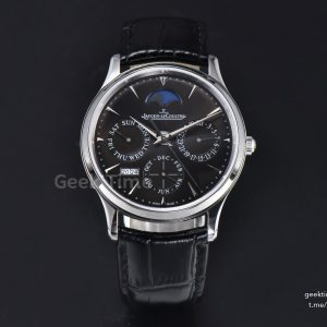 Master Ultra Thin Perpetual Calendar SS VRF 39MM grey Dial Black Leather Strap MY9015