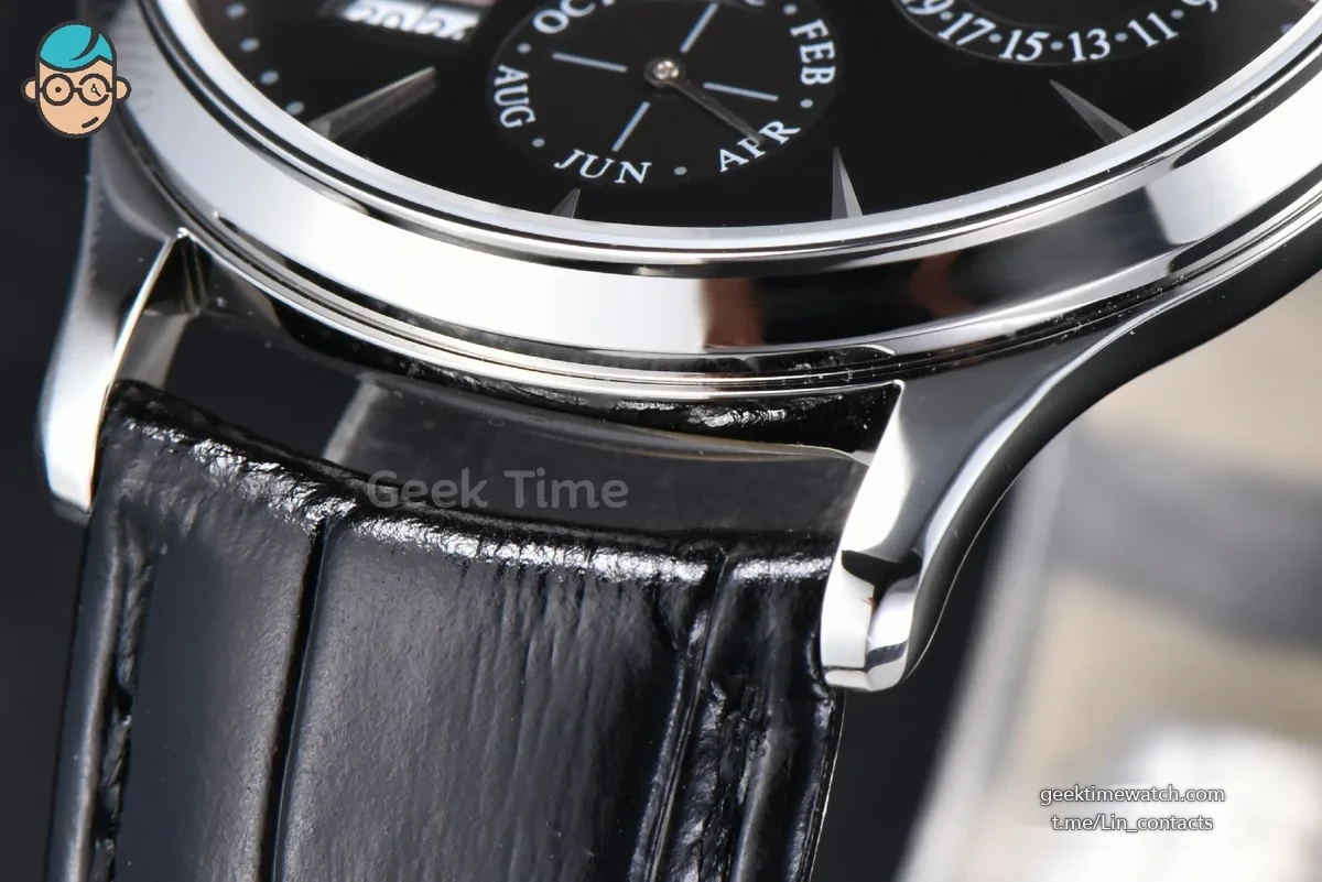 Master Ultra Thin Perpetual Calendar SS VRF 39MM grey Dial Black Leather Strap MY9015