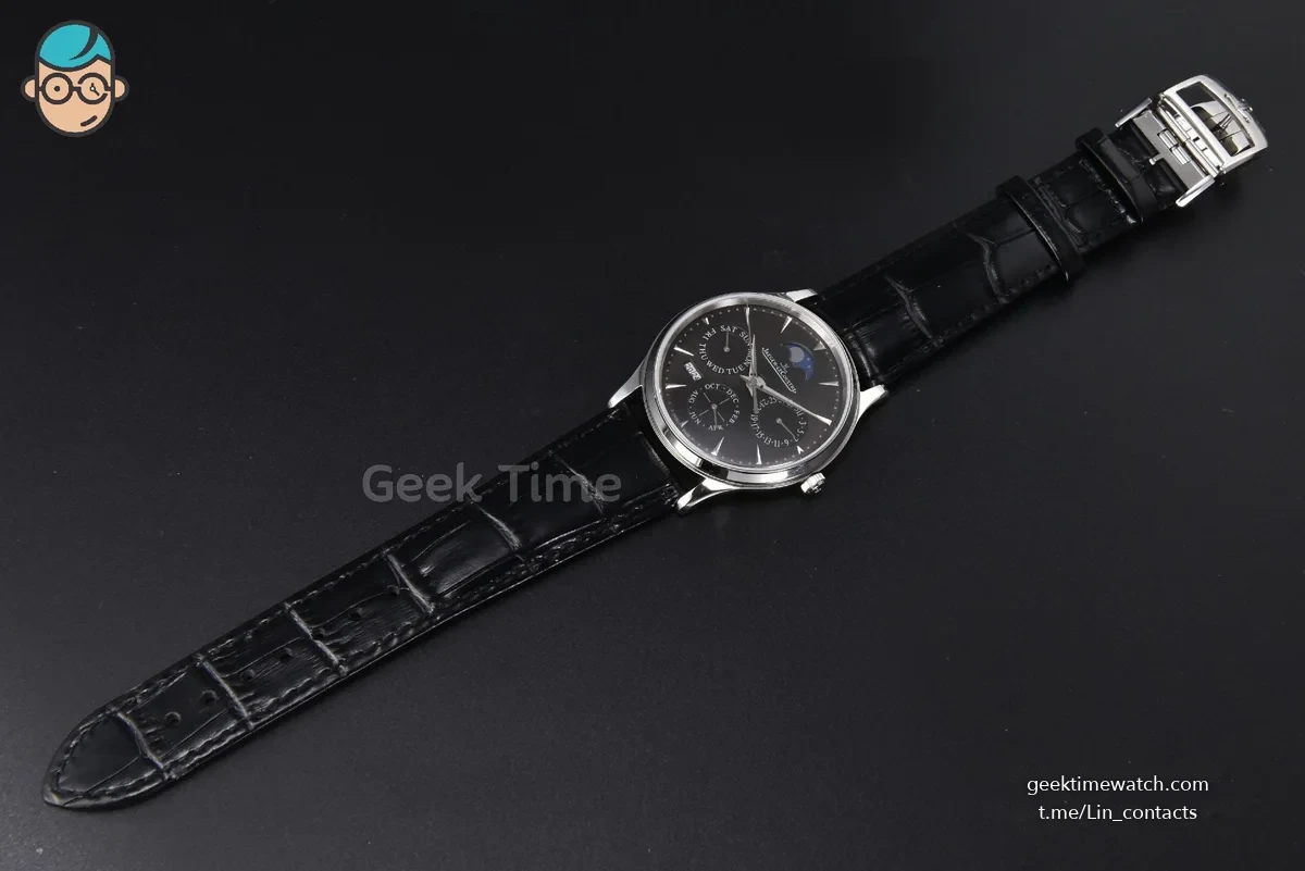 Master Ultra Thin Perpetual Calendar SS VRF 39MM grey Dial Black Leather Strap MY9015