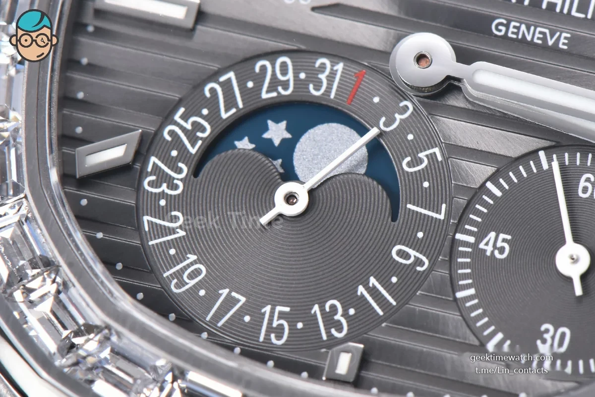 Nautilus 5712 40mm PPF Diamond Gray Dial Moonphase Leather Strap A240 Super Clone V4