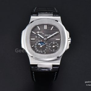 Nautilus 5712 40mm PPF SS Gray Dial Black Leather Strap A240 Super Clone V4