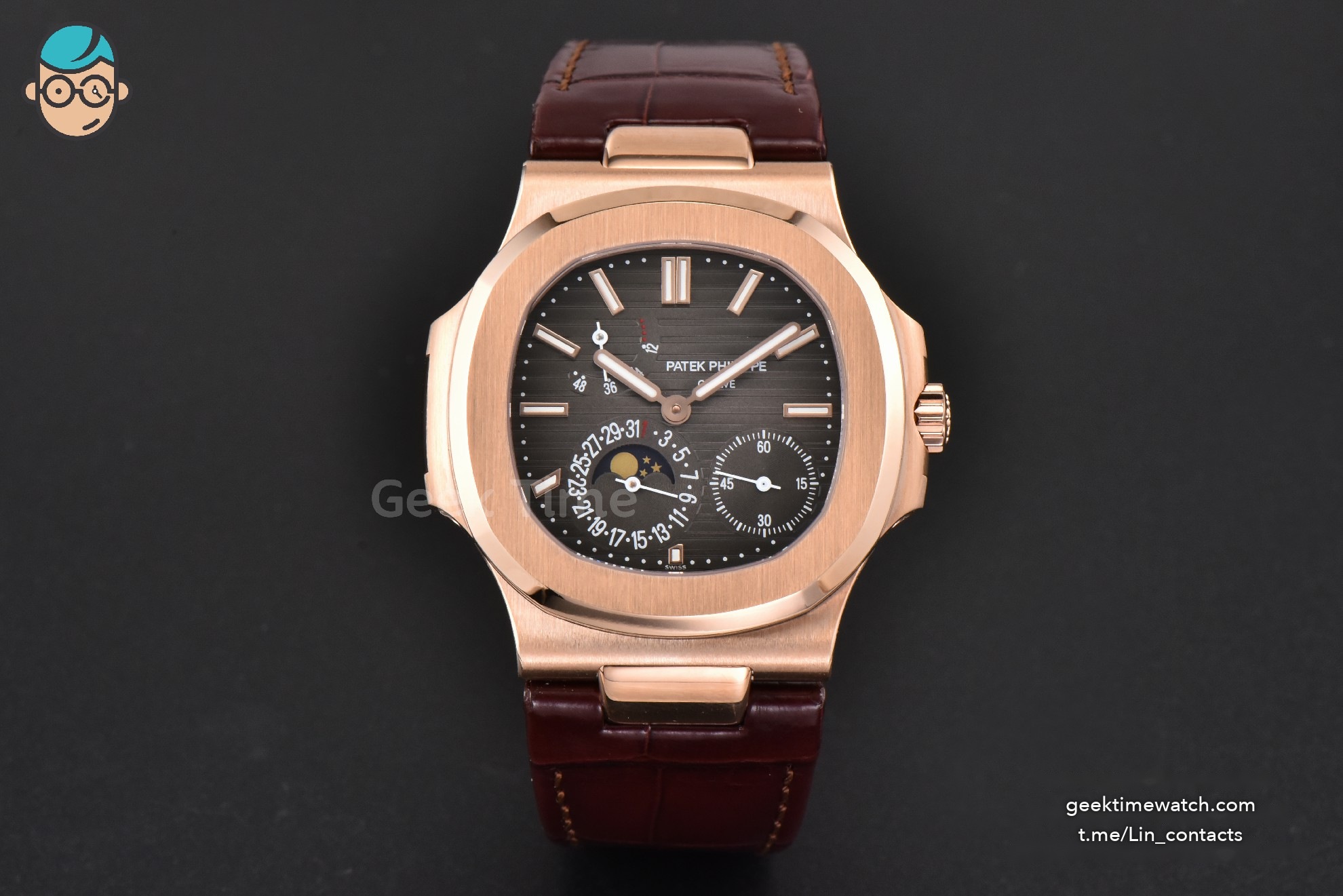 Nautilus 5712 40mm ZF RG Brown Dial Brown Leather Strap A240 V4