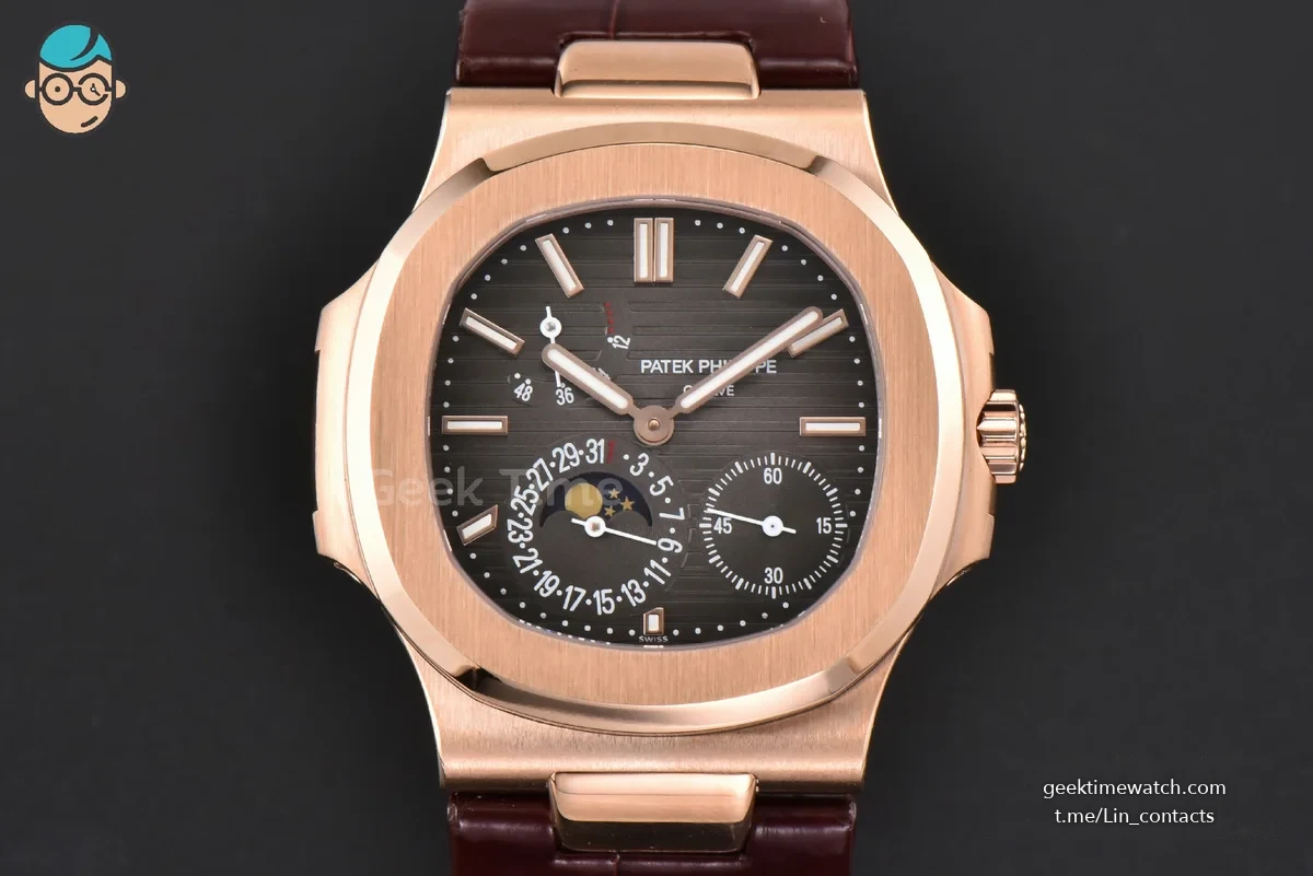 Nautilus 5712 40mm ZF RG Brown Dial Brown Leather Strap A240 V4