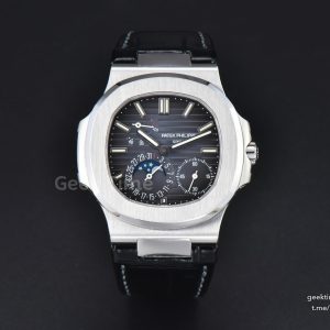 Nautilus 5712/G 40mm PPF SS Black Dial Black Leather Strap A240 Super Clone V4