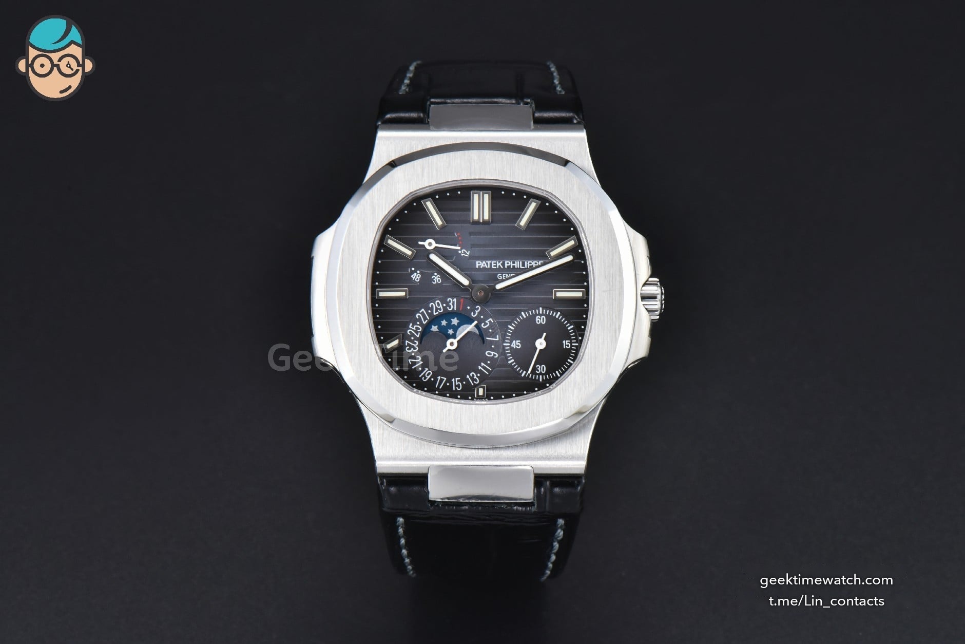 Nautilus 5712/G 40mm PPF SS Black Dial Black Leather Strap A240 Super Clone V4