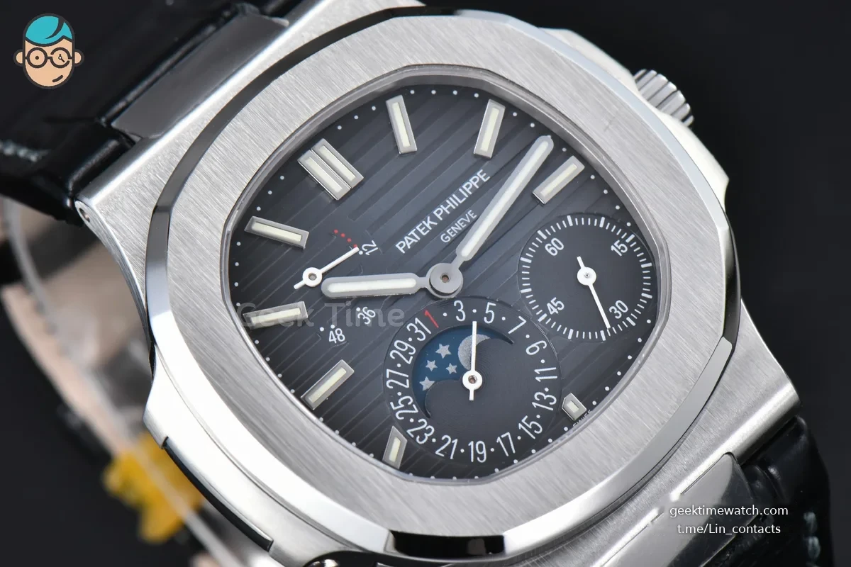 Nautilus 5712/G 40mm PPF SS Black Dial Black Leather Strap A240 Super Clone V4