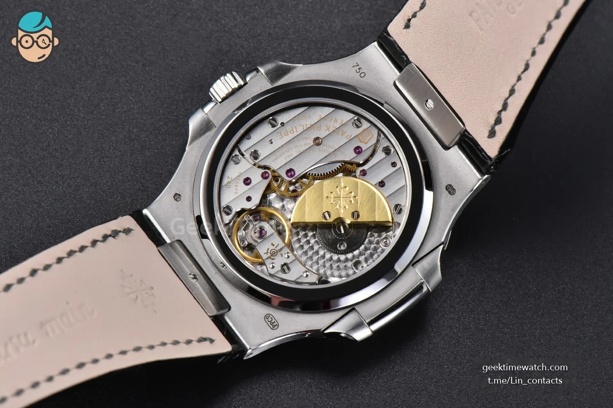 Nautilus 5712/G 40mm PPF SS Black Dial Black Leather Strap A240 Super Clone V4