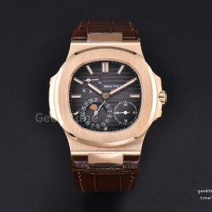 Nautilus 5712/R 40mm PPF RG Brown Dial Brown Leather Strap A240 Super Clone V2