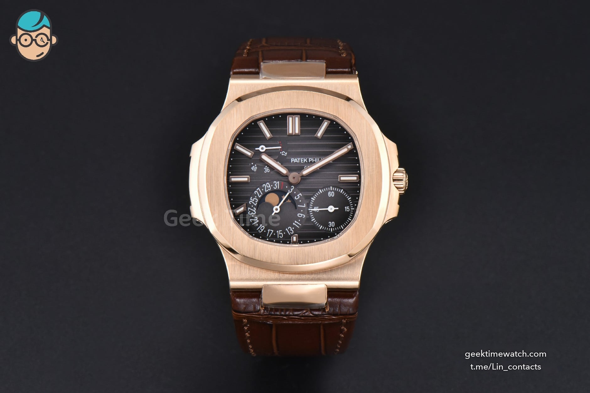 Nautilus 5712/R 40mm PPF RG Brown Dial Brown Leather Strap A240 Super Clone V2